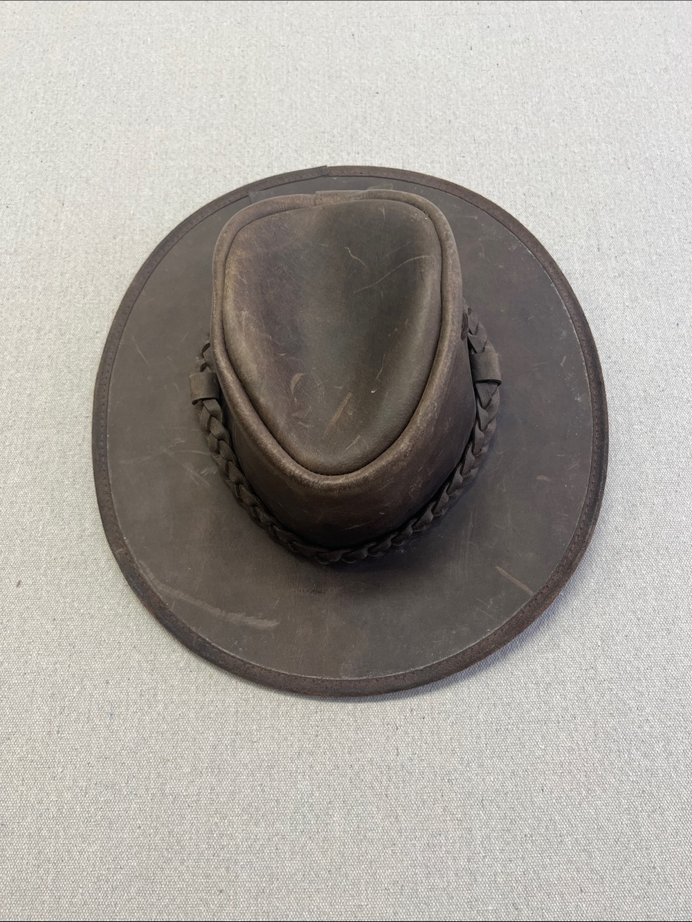 Down Under Australia Brown Leather Outback Cowboy Hat Size Small